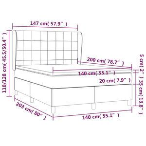 Giroletto a Molle con Materasso Blu Scuro 140x200 cm in Velluto 3129217