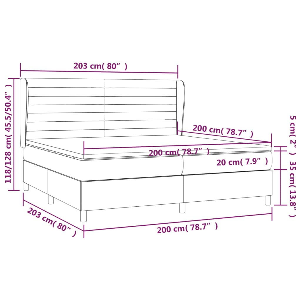 Giroletto a Molle con Materasso Grigio Scuro 200x200 cm Velluto cod mxl 58166