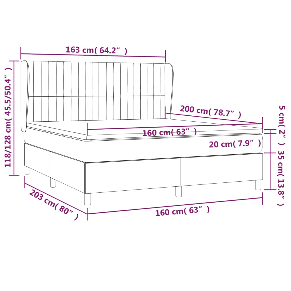 Giroletto a Molle con Materasso Grigio Scuro 160x200 cm Velluto 3129340