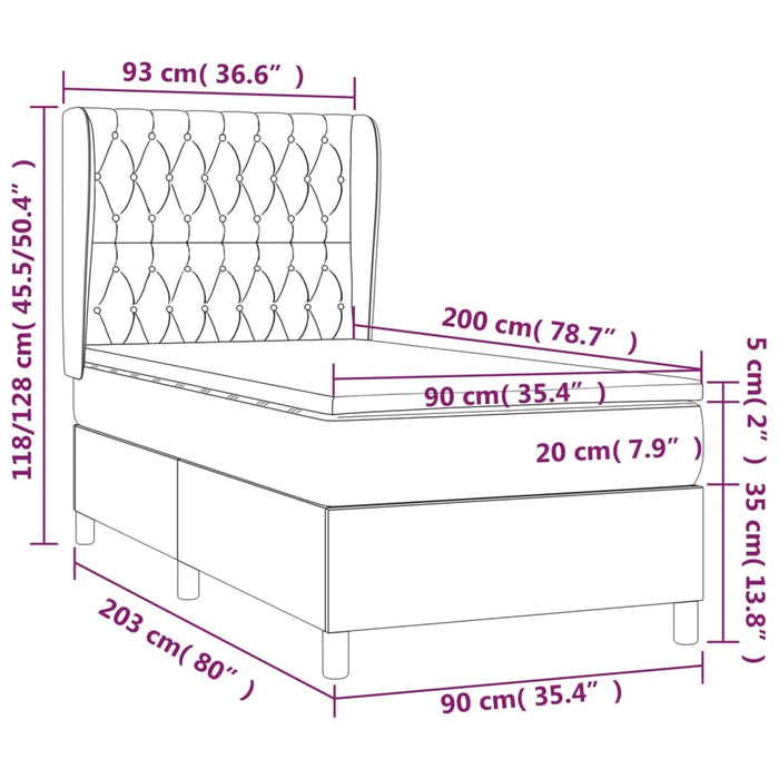 Giroletto a Molle con Materasso Rosa 90x200 cm in Velluto 3129374