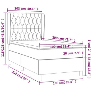 Giroletto a Molle con Materasso Grigio Chiaro 100x200cm Velluto 3129375