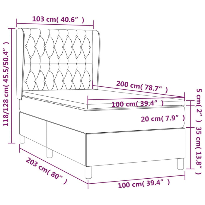 Giroletto a Molle con Materasso Blu Scuro 100x200 cm in Velluto 3129379