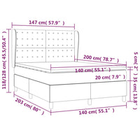 Giroletto a Molle con Materasso Grigio Scuro 140x200 cm Velluto 3129454