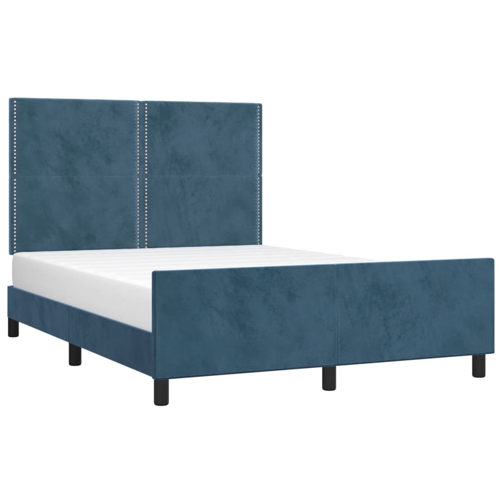 Giroletto con Testiera Blu Scuro 140x190 cm in Vellutocod mxl 121872