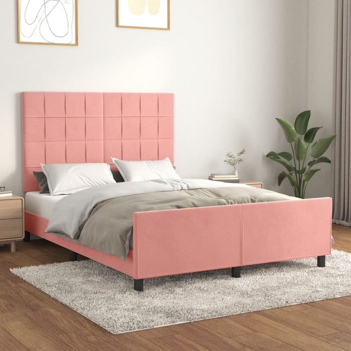 Giroletto con Testiera Rosa 140x190 cm in Velluto 3125756