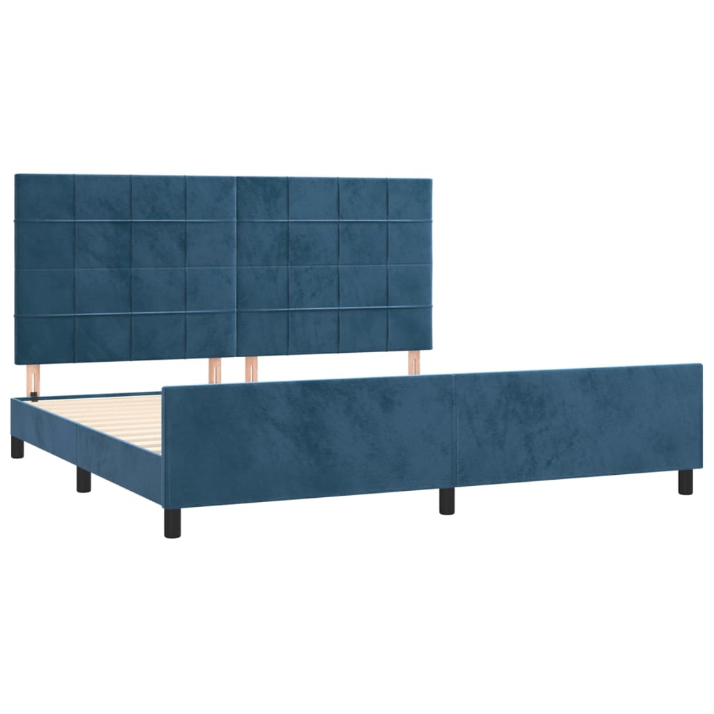 Giroletto senza Materasso Blu Scuro 200x200 cm in Velluto 3125779