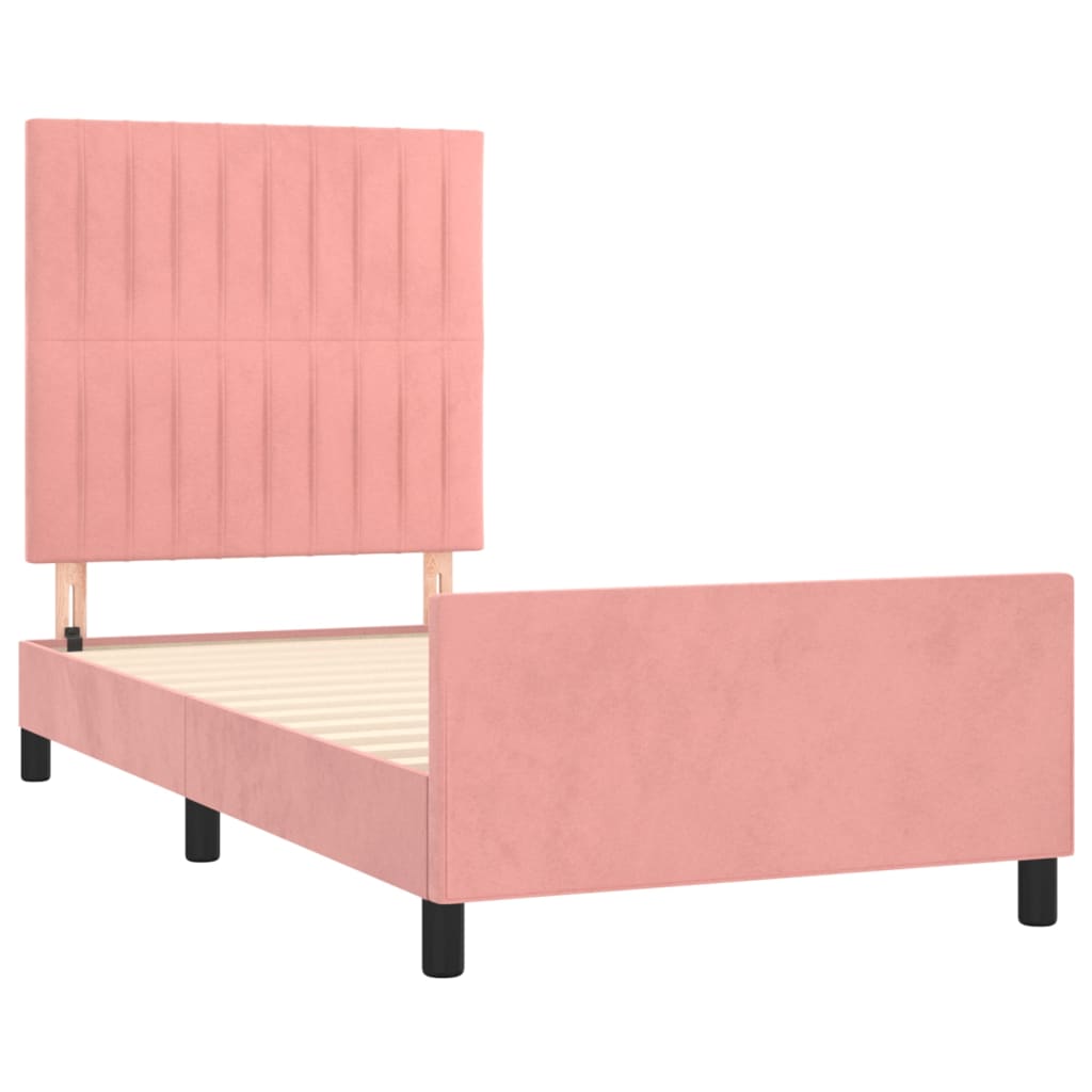 Giroletto con Testiera Rosa 90x190 cm in Velluto 3125854