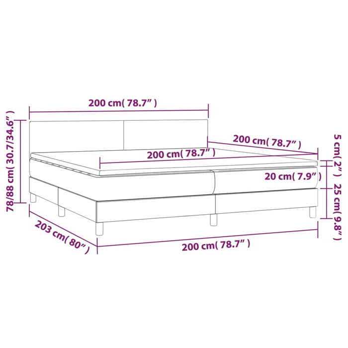 Giroletto a Molle con Materasso Tortora 200x200 cm in Tessuto 3139925