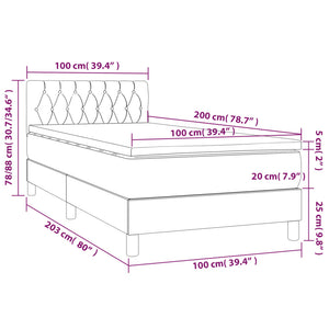 Giroletto a Molle con Materasso Crema 100x200 cm in Tessuto 3140838