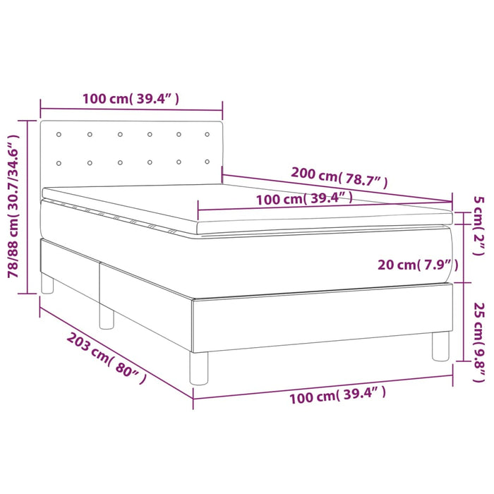 Giroletto a Molle con Materasso Grigio Chiaro100x200 cm Tessuto 3140913