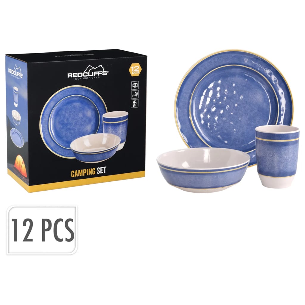 Redcliffs Set Stoviglie da Campeggio 12 pz in Melamina Blu 447558