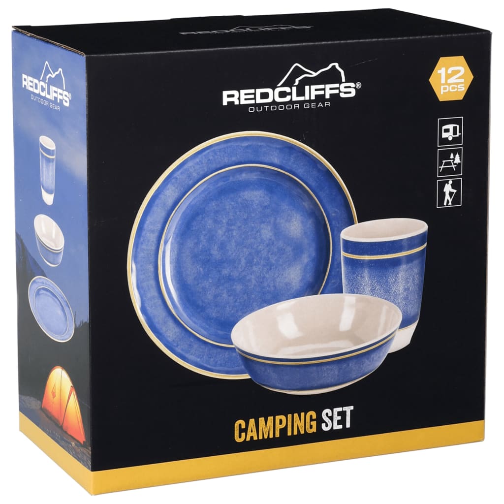 Redcliffs Set Stoviglie da Campeggio 12 pz in Melamina Blu 447558