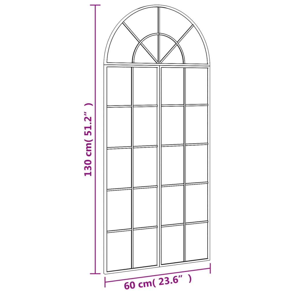 Specchio da Parete Nero 60x130 cm Arco in Ferro 3200607