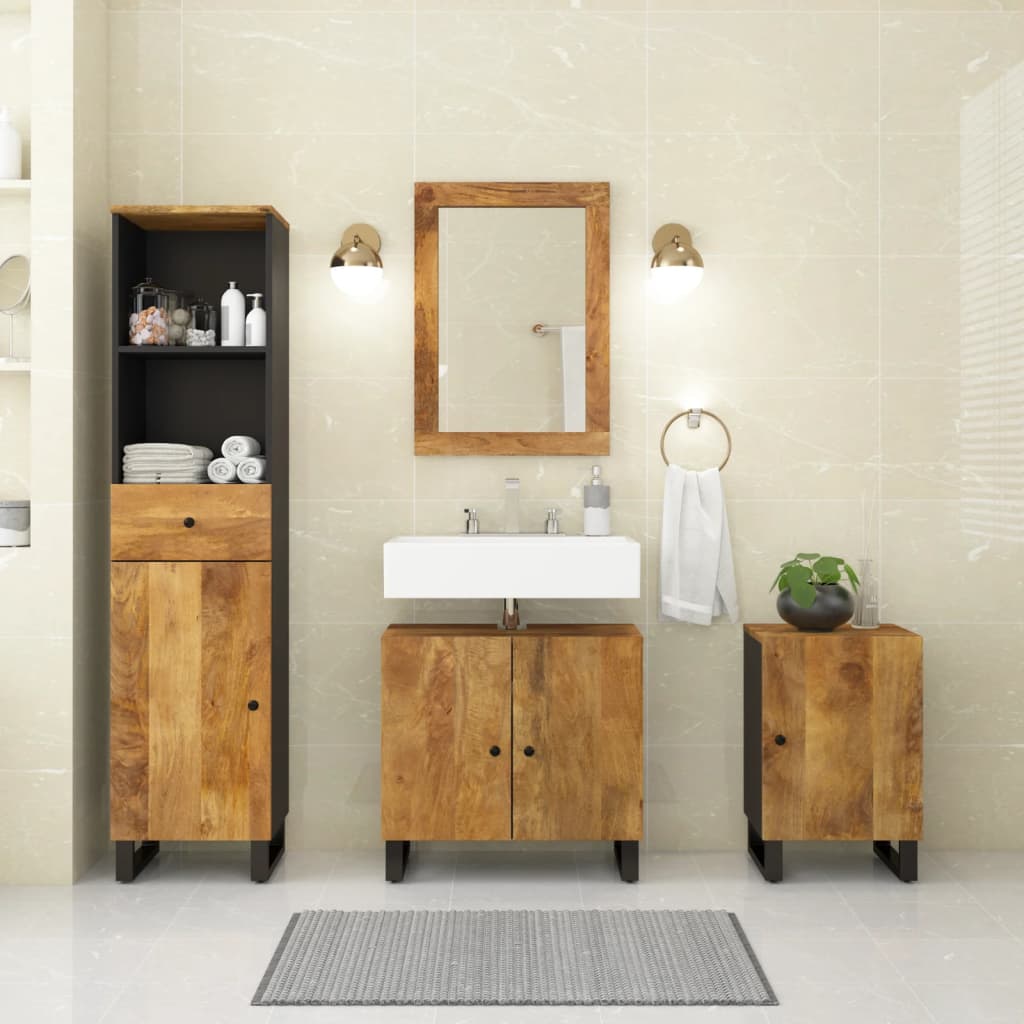 Set Mobili da Bagno 4 pz in Legno Massello di Mangocod mxl 78119