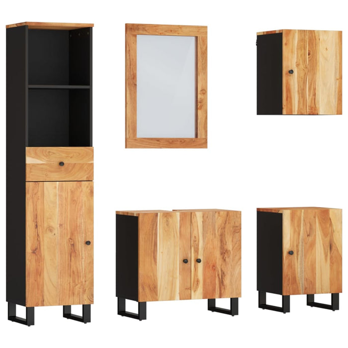 Set Mobili da Bagno 5 pz in Legno Massello di Acaciacod mxl 78096