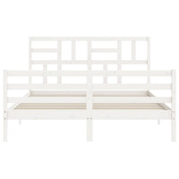 Giroletto con Testiera Bianco 160x200 cm Legno Massello 3194907