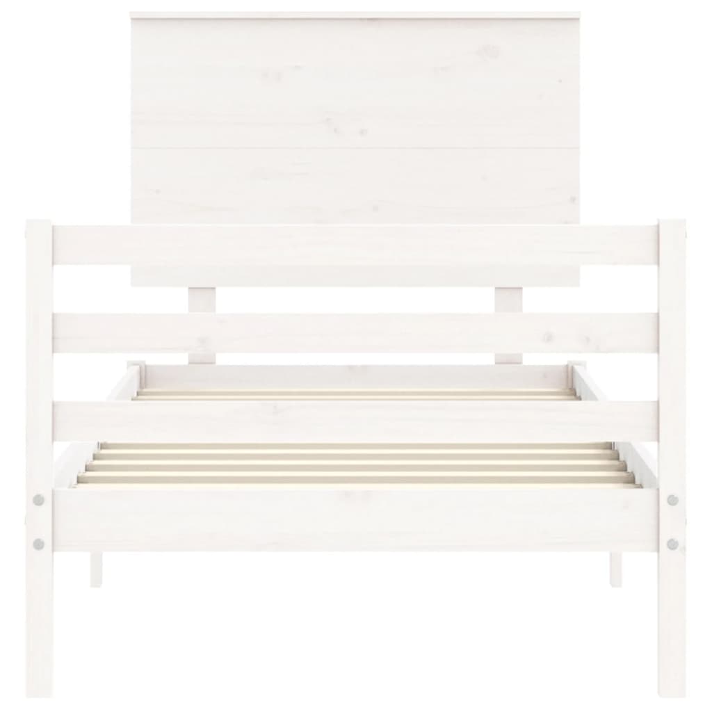 Giroletto con Testiera Bianco Small Single Legno Massello 3195182