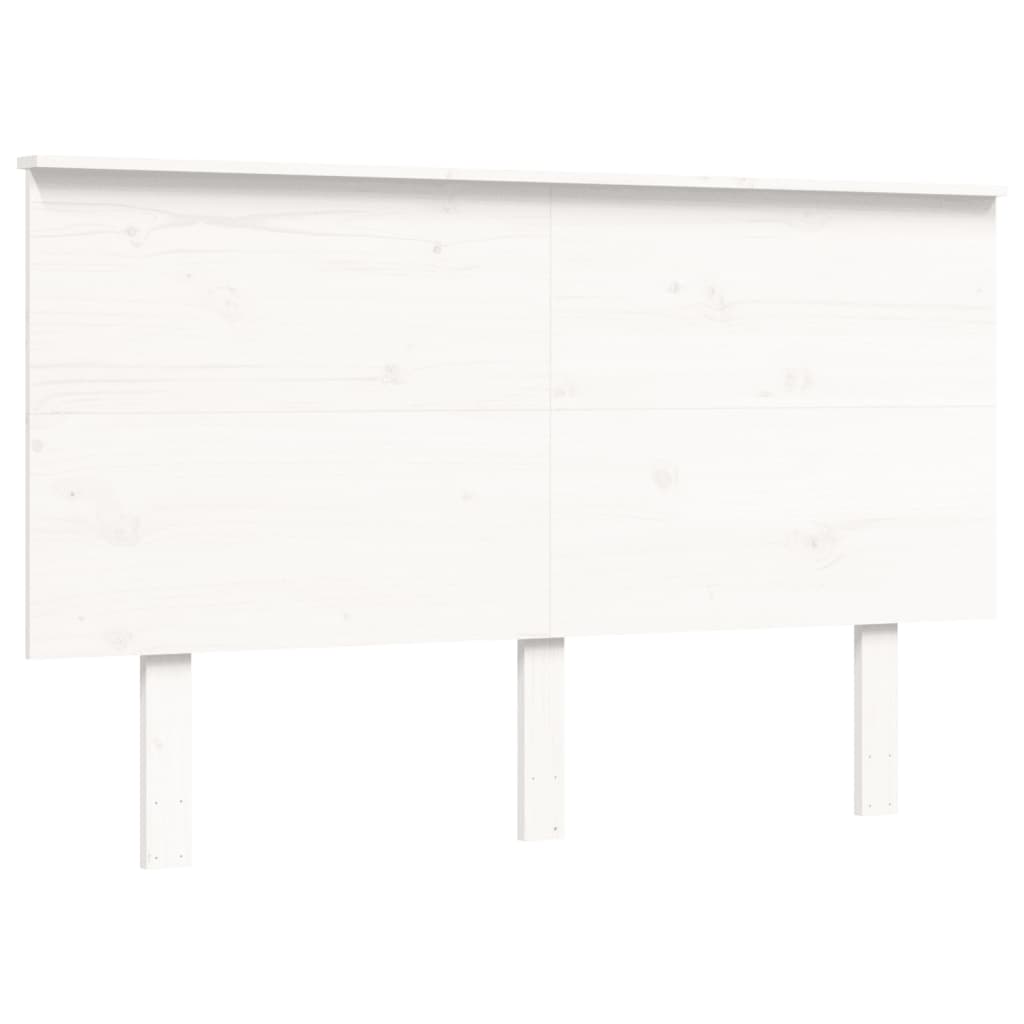 Giroletto con Testiera Bianco 140x190 cm in Legno Massello 3195202