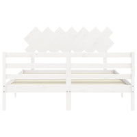 Giroletto con Testiera Bianco 140x190 cm in Legno Massello 3195267