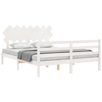 Giroletto con Testiera Bianco 5FT King Size in Legno Massello