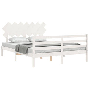 Giroletto con Testiera Bianco 5FT King Size in Legno Massello