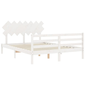 Giroletto con Testiera Bianco 5FT King Size in Legno Massello