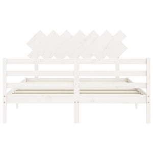 Giroletto con Testiera Bianco 5FT King Size in Legno Massello