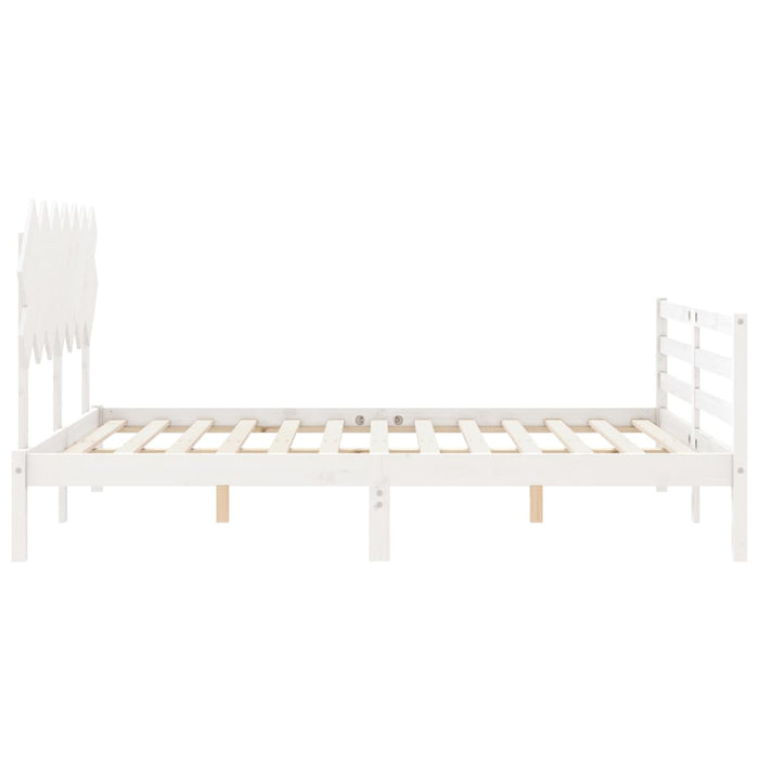 Giroletto con Testiera Bianco 5FT King Size in Legno Massello