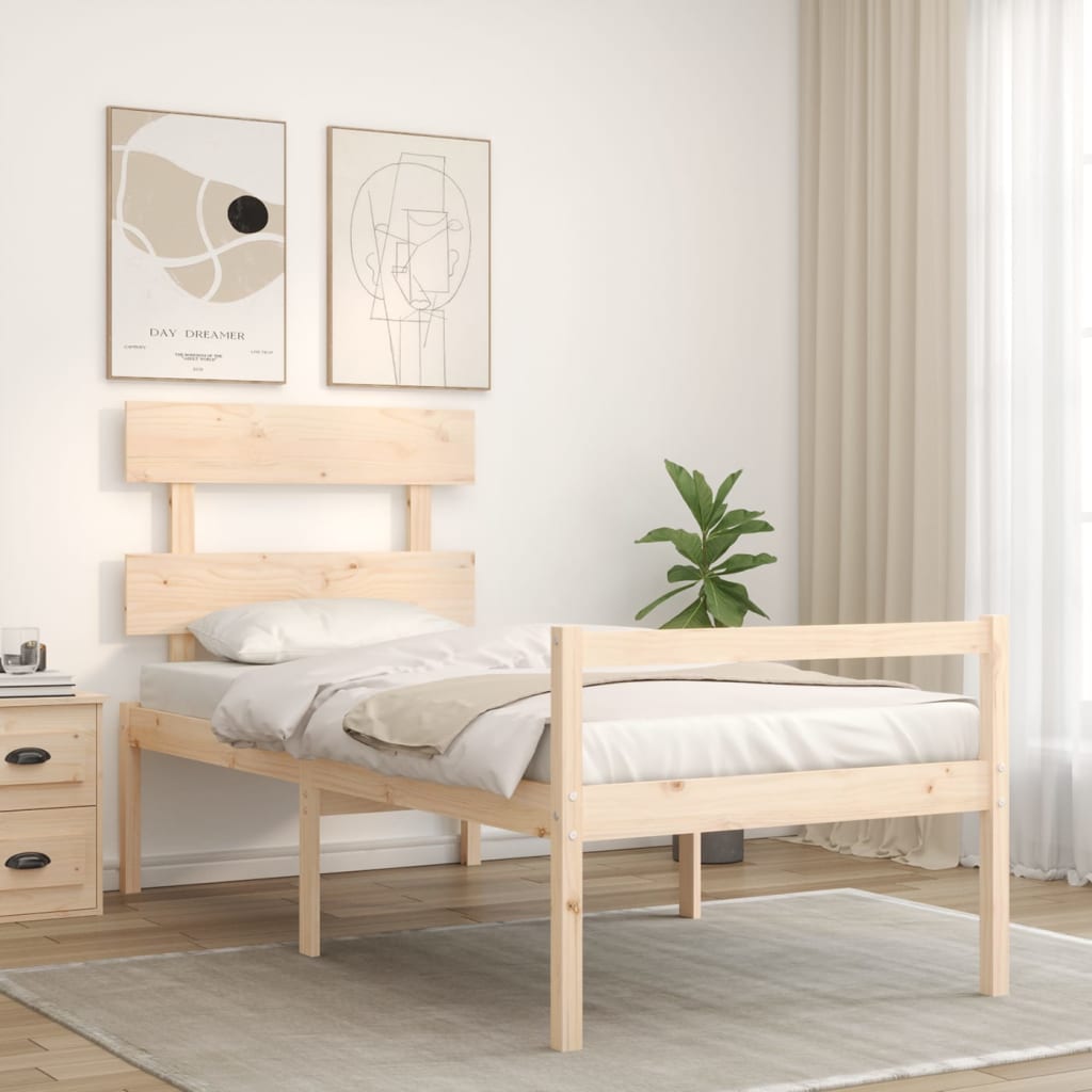 Letto per Anziani con Testiera Single in Legno Massello 3195316