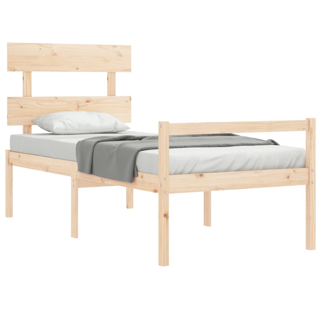 Letto per Anziani con Testiera Single in Legno Massello 3195316