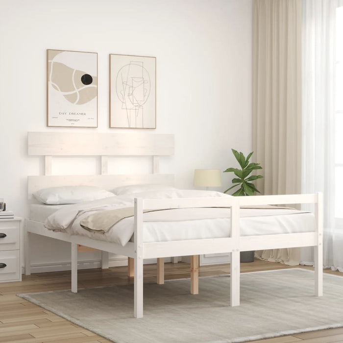 Letto per Anziani Bianco Testiera Small Double Legno Massellocod mxl 128968