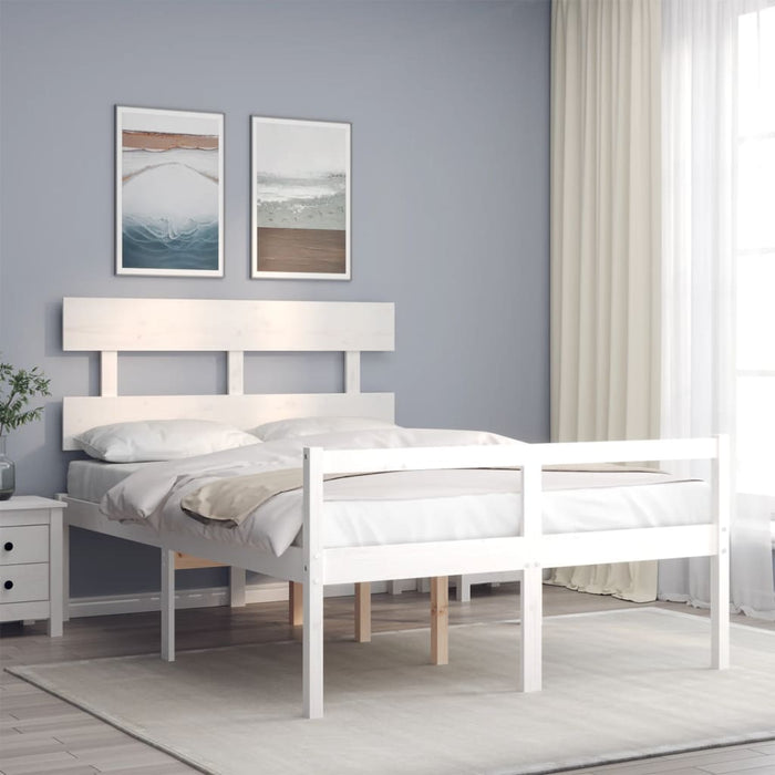 Letto per Anziani Bianco Testiera Small Double Legno Massellocod mxl 128968