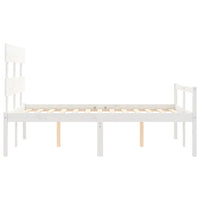 Giroletto con Testiera Bianco 140x190 cm in Legno Massello 3195332