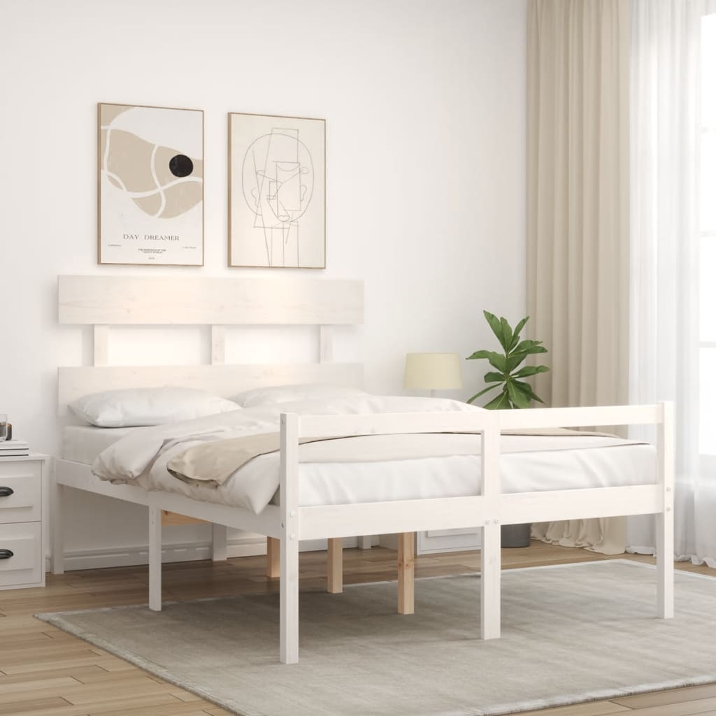 Letto per Anziani con Testiera Bianco 120x200 cm Legno Massellocod mxl 77046