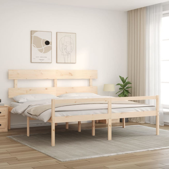 Letto per Anziani con Testiera Bianco Super King Legno Massellocod mxl 81263