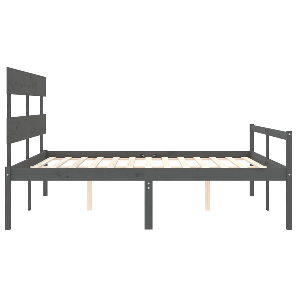 Letto per Anziani con Testiera Grigio Super King Legno Massello 3195368