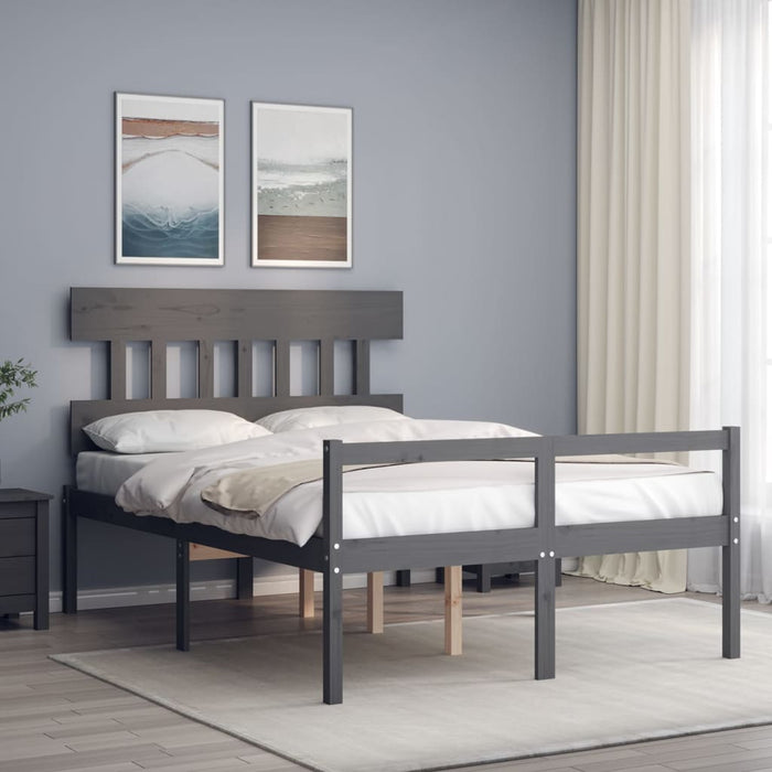 Letto per Anziani con Testiera Grigio Double in Legno Massellocod mxl 81109