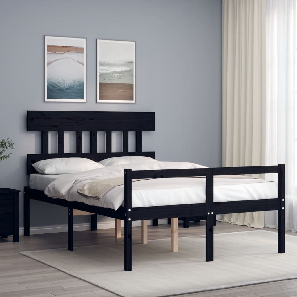 Letto per Anziani con Testiera Nero Double in Legno Massellocod mxl 129012