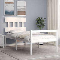 Letto per Anziani con Testiera Bianco 90x200 cm Legno Massellocod mxl 93604