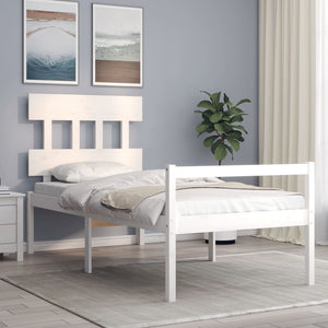 Letto per Anziani con Testiera Bianco 100x200 cm Legno Massellocod mxl 117545