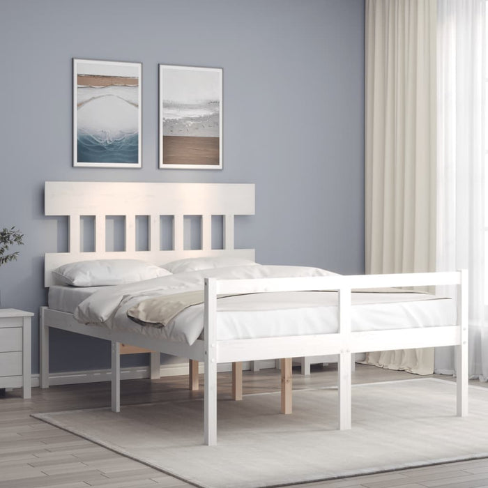 Letto per Anziani con Testiera Bianco 120x200 cm Legno Massello 3195412