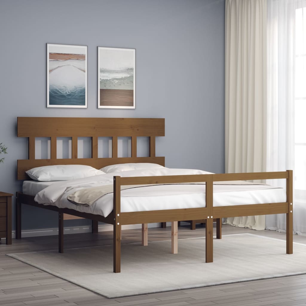 Letto per Anziani con Testiera Miele King in Legno Massellocod mxl 129051