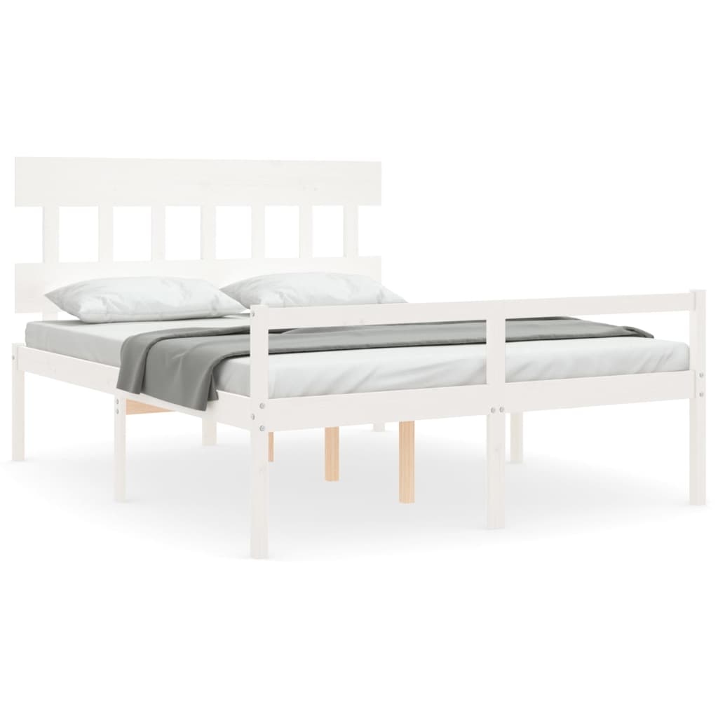 Letto per Anziani con Testiera Bianco 160x200 cm Legno Massello 3195427