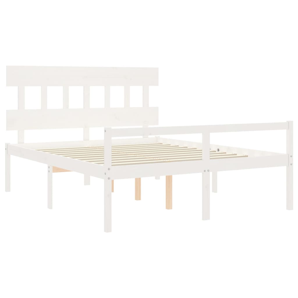 Letto per Anziani con Testiera Bianco 160x200 cm Legno Massello 3195427