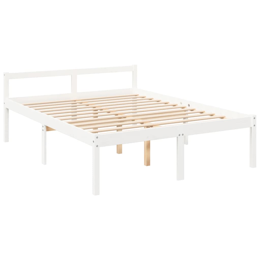 Letto per Anziani con Testiera Bianco 160x200 cm Legno Massello 3195427