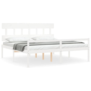 Letto per Anziani con Testiera Bianco Super King Legno Massellocod mxl 129137