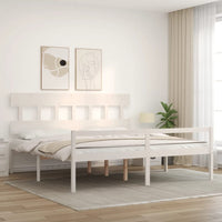 Letto per Anziani con Testiera Bianco Super King Legno Massellocod mxl 129137