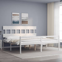 Letto per Anziani con Testiera Bianco Super King Legno Massellocod mxl 129137