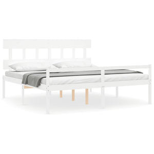 Letto per Anziani con Testiera Bianco 200x200 cm Legno Massellocod mxl 93593