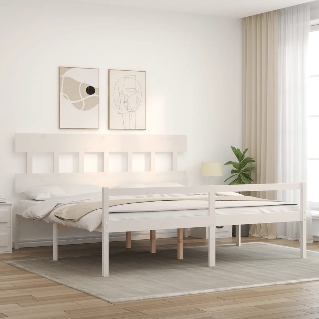 Letto per Anziani con Testiera Bianco 200x200 cm Legno Massellocod mxl 93593